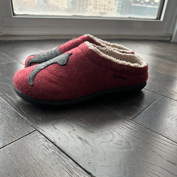 LL BEAN Women's Daybreak Scuffs Motif - Deepest Red/Charcoal Cat - Picture 7 of 8